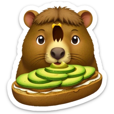 Capybara eating avocado toastc sticker