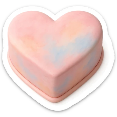 heart-shaped fondant cake with watercolor effect sticker