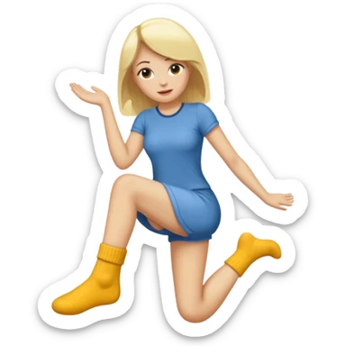 Femme blonde déguisée en  chaussette géante sticker
