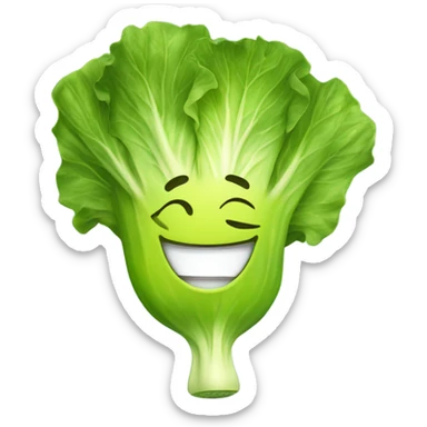 lettuce with a happy face holds a mirror in his hand and looks at it sticker