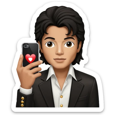 Michael Jackson holding an LG sticker