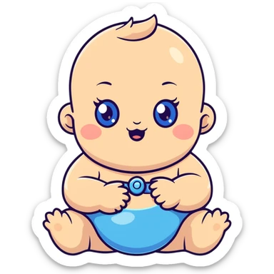 cute chubby-cheeked baby with sparkling blue eyes sticker