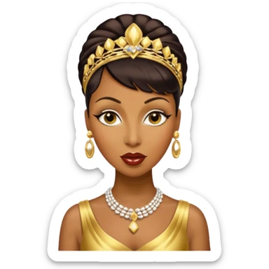 Josephine Baker with dark brown hair, gold outfit sticker