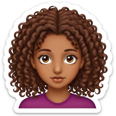 brownskin teenage female, long lashes and curly hair sticker
