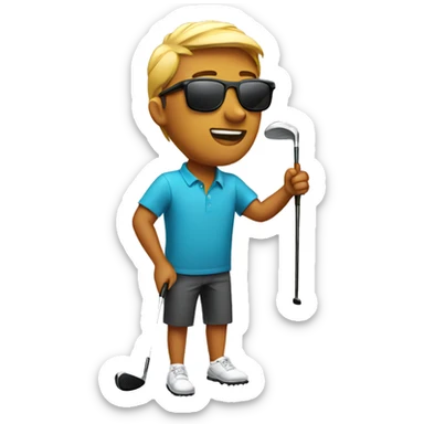Young man wearing Marissa sunglasses playing golf  sticker