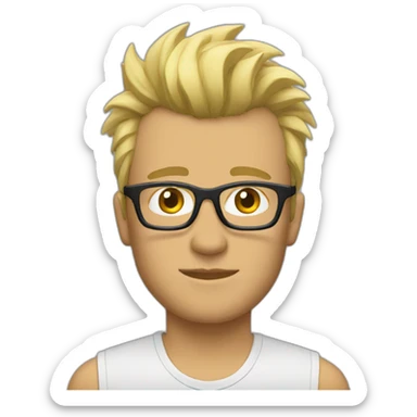 guy with glasses and blond mohawk sticker