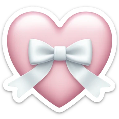 Pastel pink heart with white bow sticker