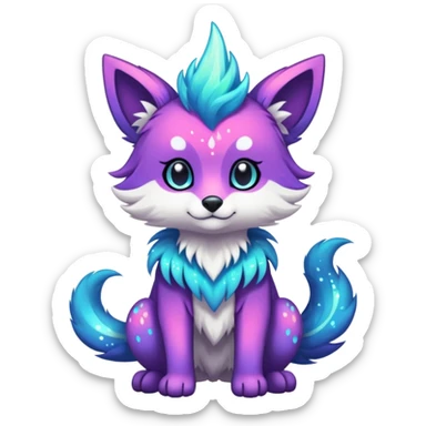 Cool cute Kawaii edgy fantasy animal sparkle fursona Fionbri creature by griffsnuff & LiLaiRa & Falvie full body sticker