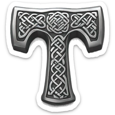 Mjolnir with Celtic pattern on silver sticker