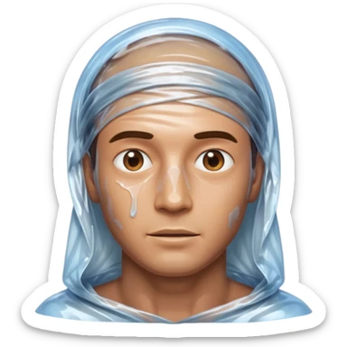 male body wrapped in plastic wrap sticker