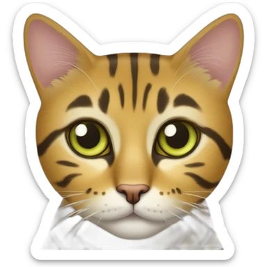 American Short haired Cat - Tiger spotted Cat - Slightly chubby - Eyes spaced far apart - Yellowish green eyes sticker