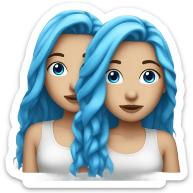 teenage girl with blue eyes and long blue hair sticker