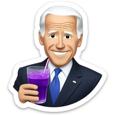 joe biden holding a purple drink in a glass sticker