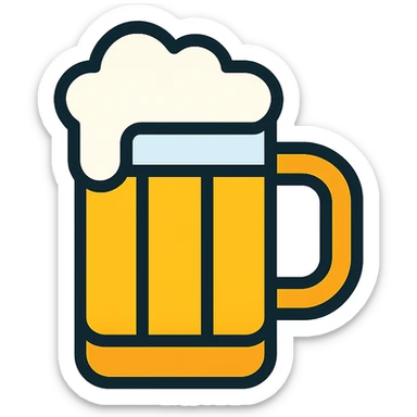 beer mug icon, clean lines, modern flat style, easily recognizable sticker