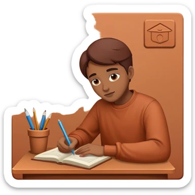 Studying aesthetic in dark terracotta color without face sticker