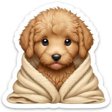 Cute, Disney-style goldendoodle puppy in blanket sticker