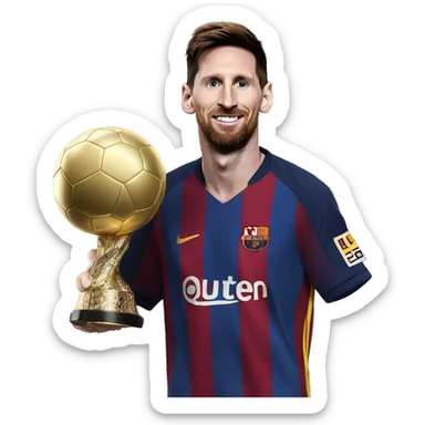 leo messi with a ballon dor sticker