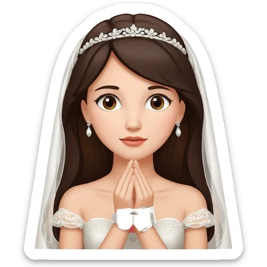 Blonde skin bride with dark brown hair with a chin on her face sticker
