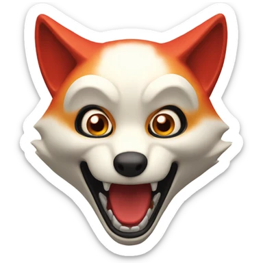 Red Kitsune mask, shocked amazed face sticker