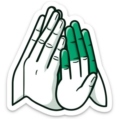Geometric Maya style prayer hands - thank you for reply, strictly white and deep dark green only, angular sharp lines sticker