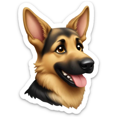Playful young German shepherd sitting with tongue out sticker