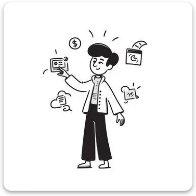 Sketch of future human with neural implants, digital aura, and floating tech interfaces sticker