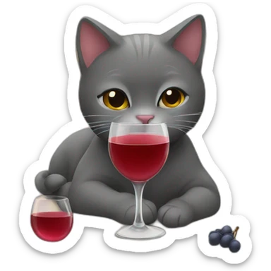 cat drinking wine sticker