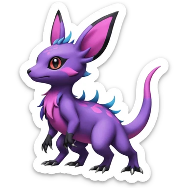 Rare exotic cute epic aesthetic Salandit-Eevee-Noibat-species-Fakemon-hybrid-creature, with markings, full body sticker