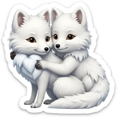 But white and arctic fox embracing sticker
