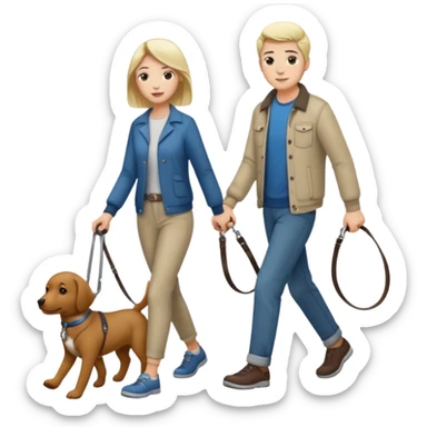 Woman walking a man on a leash sticker