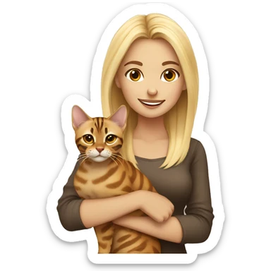 blonde girl with bengal cat sticker