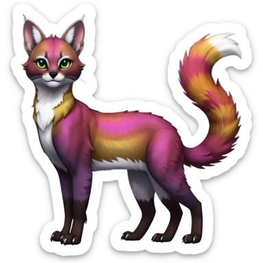 dark fruity glorious iridescent divine exotic cool beautiful beautiful fantasy-caracal-civet-genet-sergal-vernid-Gryphon-Cacomistle-Trico-oncilla-animal-Fakémon-hybrid-fursona (full body) sticker