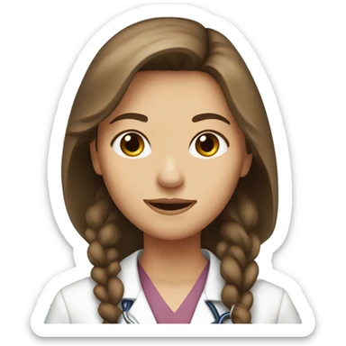 pretty doctor, female, brown long hair sticker
