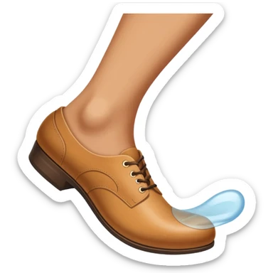 a shoe with a foot inside, stepping and showing a clear shoe print below. and leg







 sticker