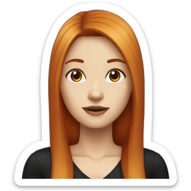 woman with long straight ruby hair, white skin and black shirt sticker