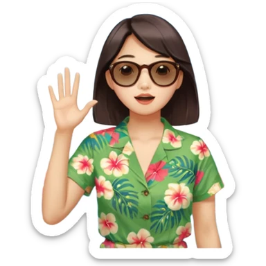 들뜬 표정의 20대 한국 여자, 여름 옷차림, 두 손으로 입을 감싸 “괌 가자~” 외치는 포즈. 민트색 배경, 밝고 유쾌한 광고 포스터 느낌,

옷이 더 하와이안 셔츠였음 좋겠어

멀리 있는 사람을 부르는 것처럼 

배경이 바다였음 좋겠어 약간 야자수랑 돌핀도 있고

멀~리 있는 사람을 부르는 손! sticker