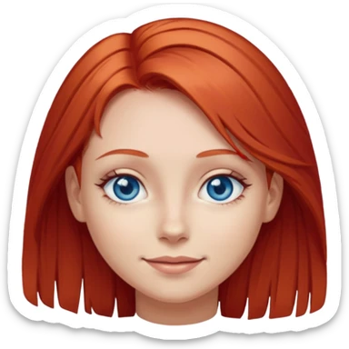 A girl with red hair and intense blue eyes. Delicate dark circles under her eyes give her a slightly tired look, and her smile belies any fatigue. sticker