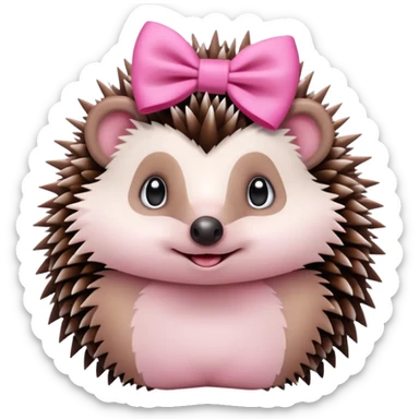 hedgehog with a pink bow emoji sticker