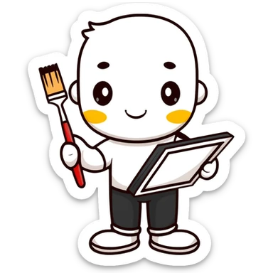 artist with palette and paintbrushes sticker