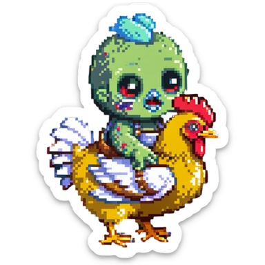 baby zombie riding a chicken, minecraft chicken jockey sticker