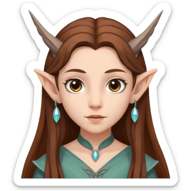fae with gray eyes and long brown hair sticker