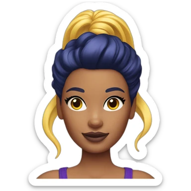 barbie girl with skin in navy blue color and purple-yellow hairs sticker