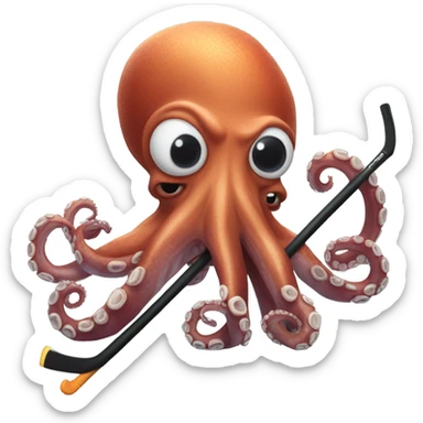 Giant octopus with hockey stick sticker