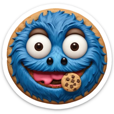 sesame street cookie monster only face and cookie sticker