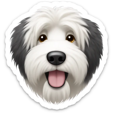 Old English sheepdog with a face like a black and white cookie sticker