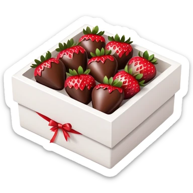 Chocolate-covered strawberries in a white box sticker