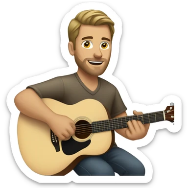 Caucasian man playing an acoustic guitar sticker