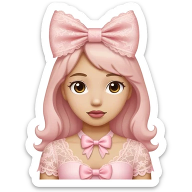 cute coquette light pink lace bow  sticker