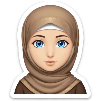Turkish beautiful finish Konya girl blue eyes with hijab and brown stone dress sticker