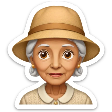A grandmother wearing a hat sticker